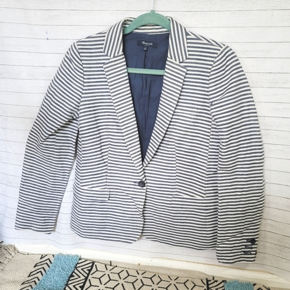 MADEWELL NAVY STRIPED BLAZER, SZ 2 - Picture 3 of 13